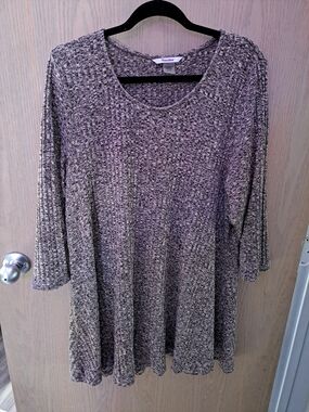 TanJay Taupe Marled Knit Swing Tunic